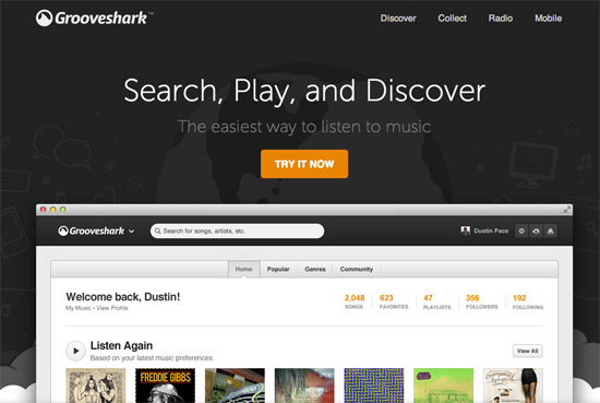 ตัวอย่าง Lading Page - Grooveshark