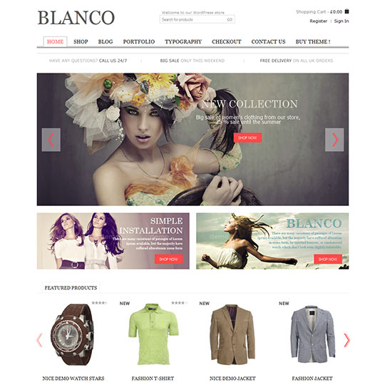 E-Commerce เวิร์ดเพรสธีม - Blanco